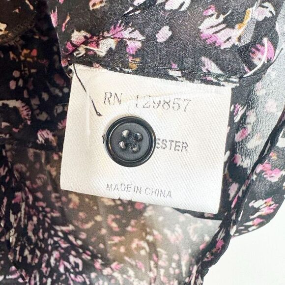 Rochelle Behrens THE SHIRT Black Pink Pattern Ruffle Short Blouse Top Women’s S - Picture 5 of 8